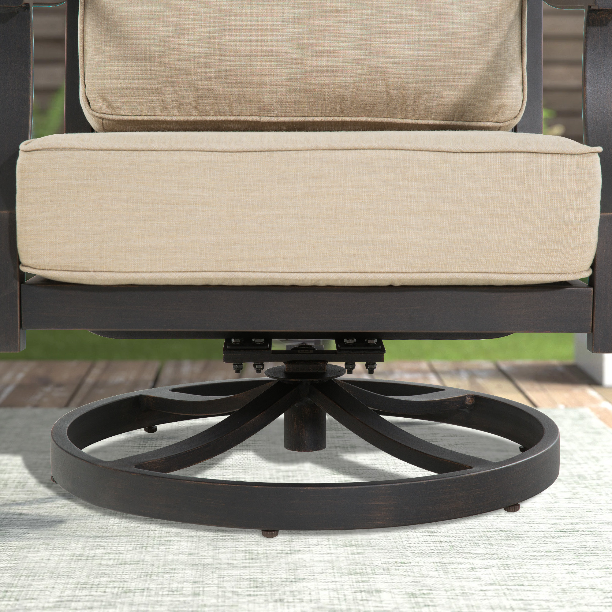  Tamarin Patio Aluminum Swivel Club Chair With Sunbrella Cushions
