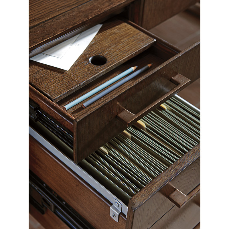 Transitional 60'' White Oak Home Office Desk with 5 Drawers