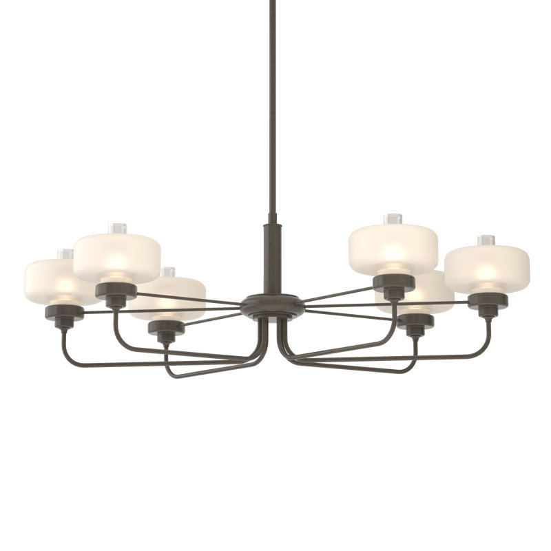 Nola 6 - Light Unique/Statement Classic/Traditional Chandelier, Dark Smoke, Frost Glass with Clear, 18.3" - 60.3"