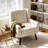 Jaqueze Upholstered Cream Faux Leather Tufted Square Arm Accent chair-1368818262