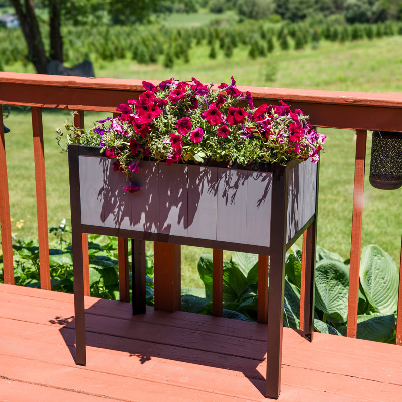 Roxani Outdoor Acacia Wood Rectangular Raised Garden Bed with Legs - Gray, Gray, 8.75" H x 24.00" W x 8.25" D