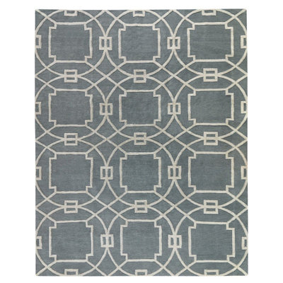 Geometric Area Rug in Blue/Gray/White