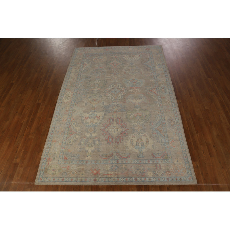 Tapis oriental en laine à teinture végétale Oushak 6 x 9