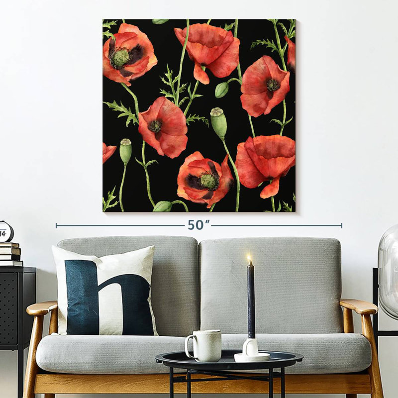 Harnek - coquelicots et fleurs, H 33 po x l 33 po