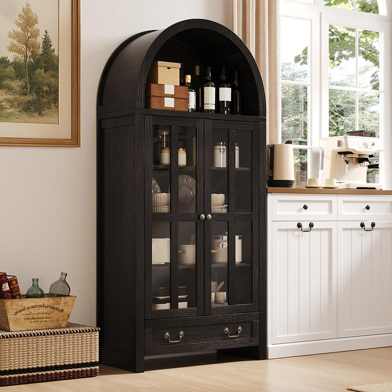 Armoire de cuisine 70 po H 70 po, armoires de rangement avec tablettes réglables et tiroirs, Noir