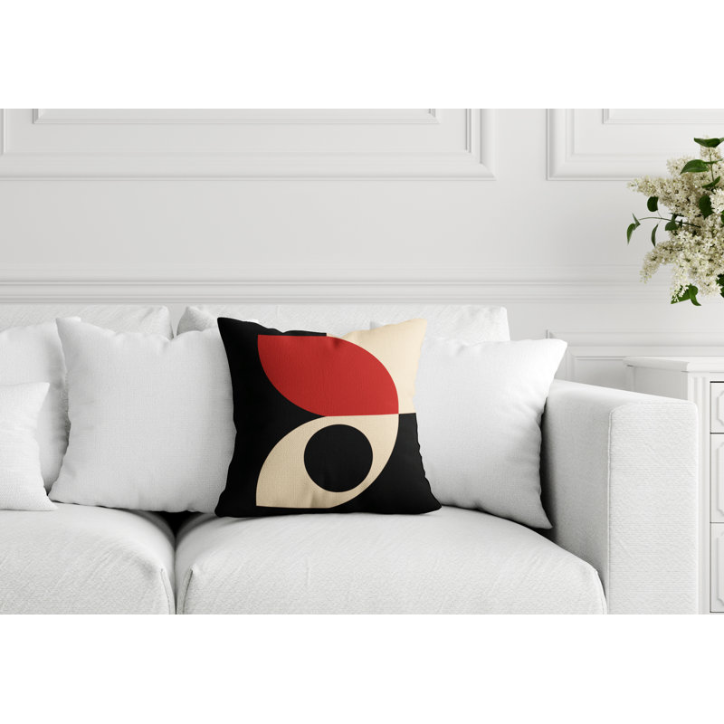 Coussin décoratif intérieur / extérieur en polyester filé Josi, 19 po x 19 po, Rouge