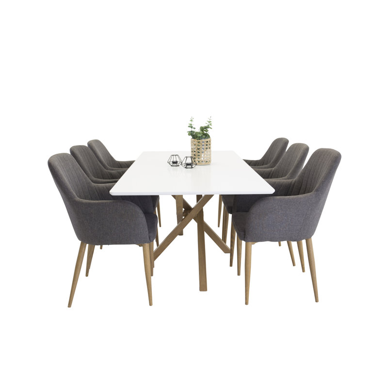 Chelsey 6 - Person Dining Set, White, Dark Grey/Oak