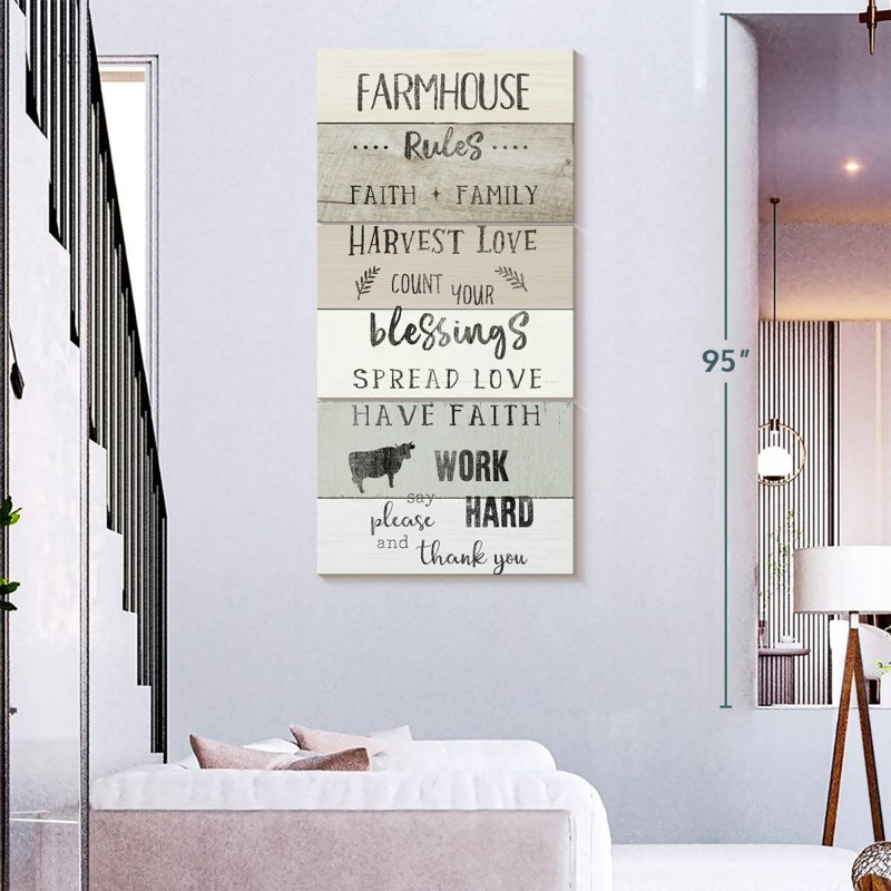 Farmhouse Rules Wall Sign, 75" H x 36" W