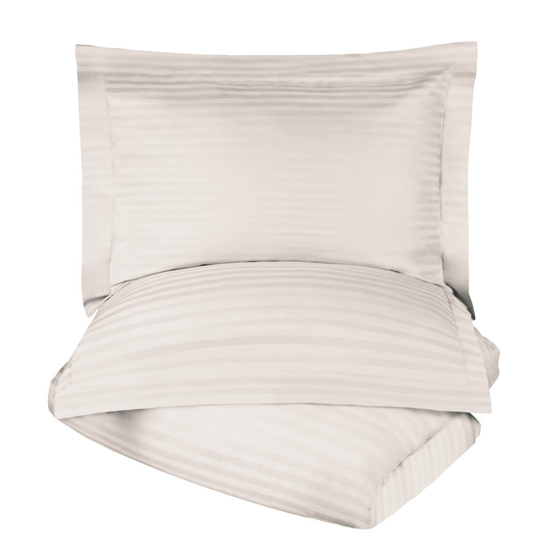 Ensemble de housse de couette 100% coton égyptien, Housse de couette simple + 1 taie décorative stan, Ivoire