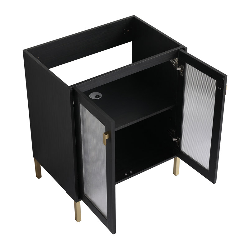 Contreplaqué de meuble-lavabo autoportant avec lavabo en céramique, porte à fermeture douce (ensemble KD)