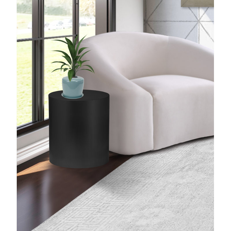 Cylinder Drum End Table, Black