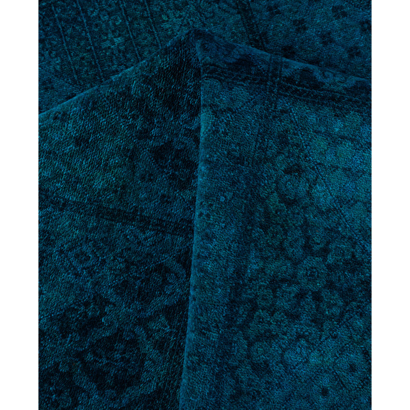 Overdyed Hand-Knotted Wool Modern-Contemporary Blue Area Rug 7' 10" x 10' 1"