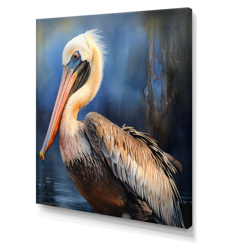 Majestic Pelican II - art mural sur toile Pelican, H 20 po x l 12 po x P 1 po, Toile tendue