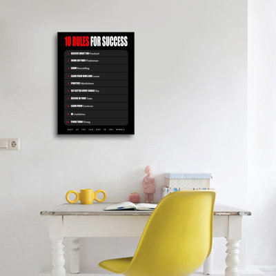 Motivation sur toile, art mural 10 règles pour le succès, entrepreneur, citations, affiche, images inspirantes, peinture pour salle de classe, école, décoration murale tendue et encadrée [l 18 po x H 24 po]