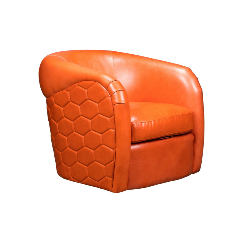 A'Buzz Swivel Armchair, Papaya Genuine Leather