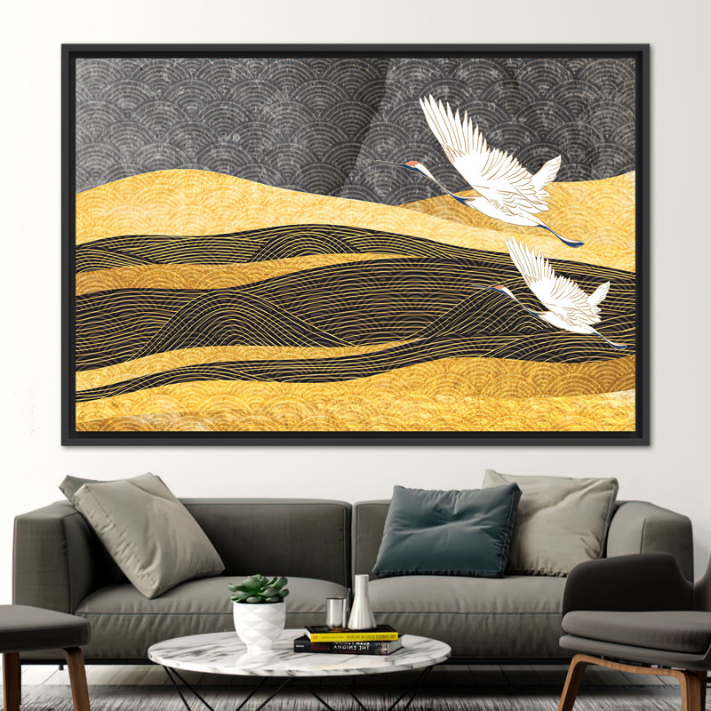 Deux cigognes volant, toile, Art, toile à motif, toile moderne, cadeaux de demoiselle d'honneur, boîte cadeau personnalisée,