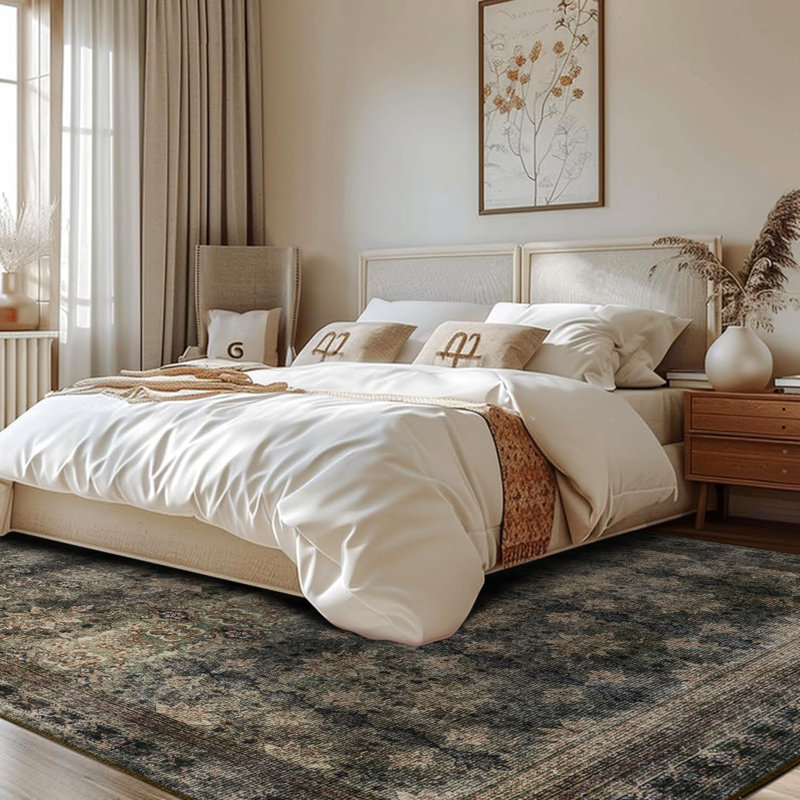 Tapis de salon à motif floral oriental Fillender, Rectangle 4pi x 6 pi
