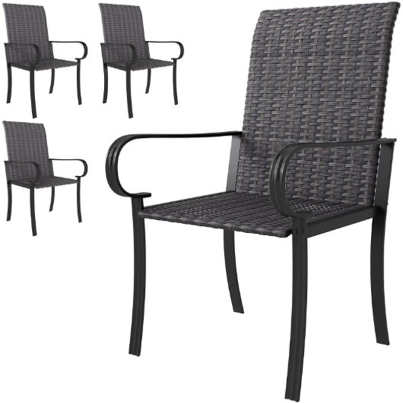 Chaises de salle à manger avec accoudoirs, Noir, 4