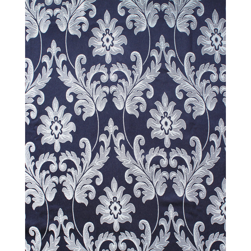 Luxury Jacquard Curtain single Panel with Attached Valance, 54 by 84-Inch Earlesha, Navy