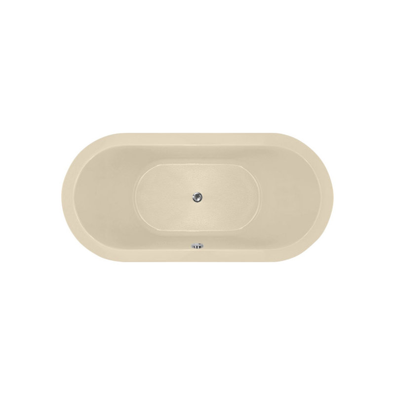 Elle 72'' L Soaking Bathtub, Bone, Satin Brass