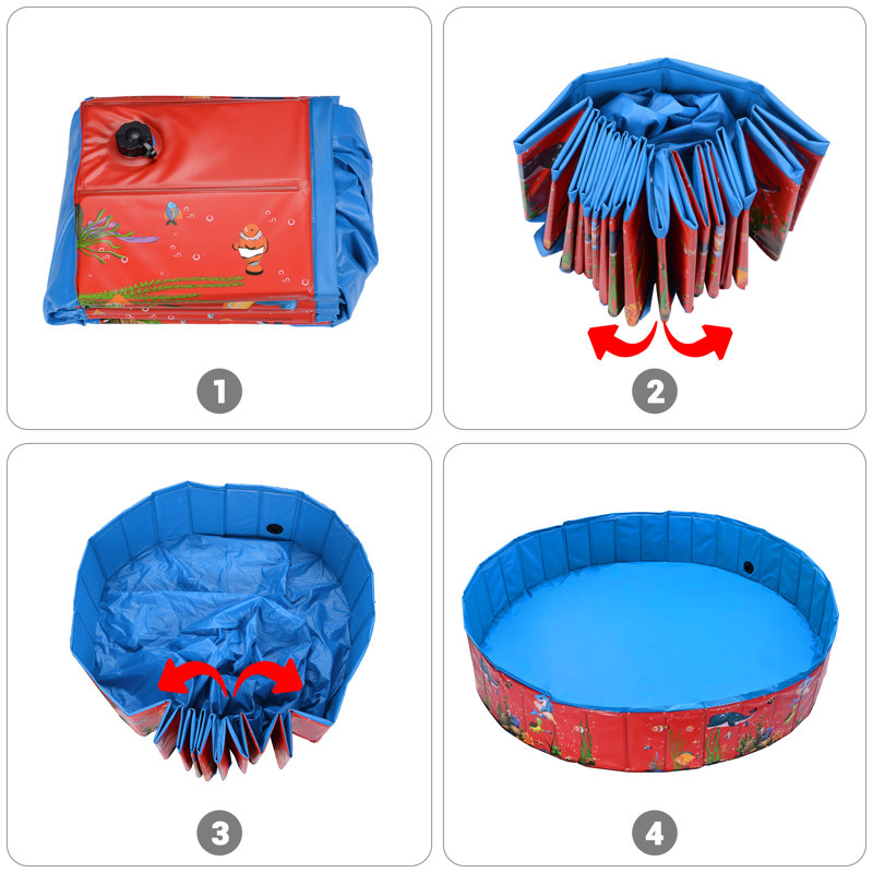 Piscine en plastique pour animaux, Rouge, L 5,3 pi x H 11 po