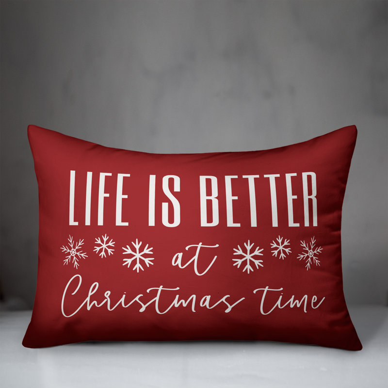  Coussin lombaire rectangulaire Life is Better at Christmas Time, Rouge