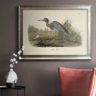 Audubons Blue Heron, toile encadrée de qualité supérieure - prête à être accrochée