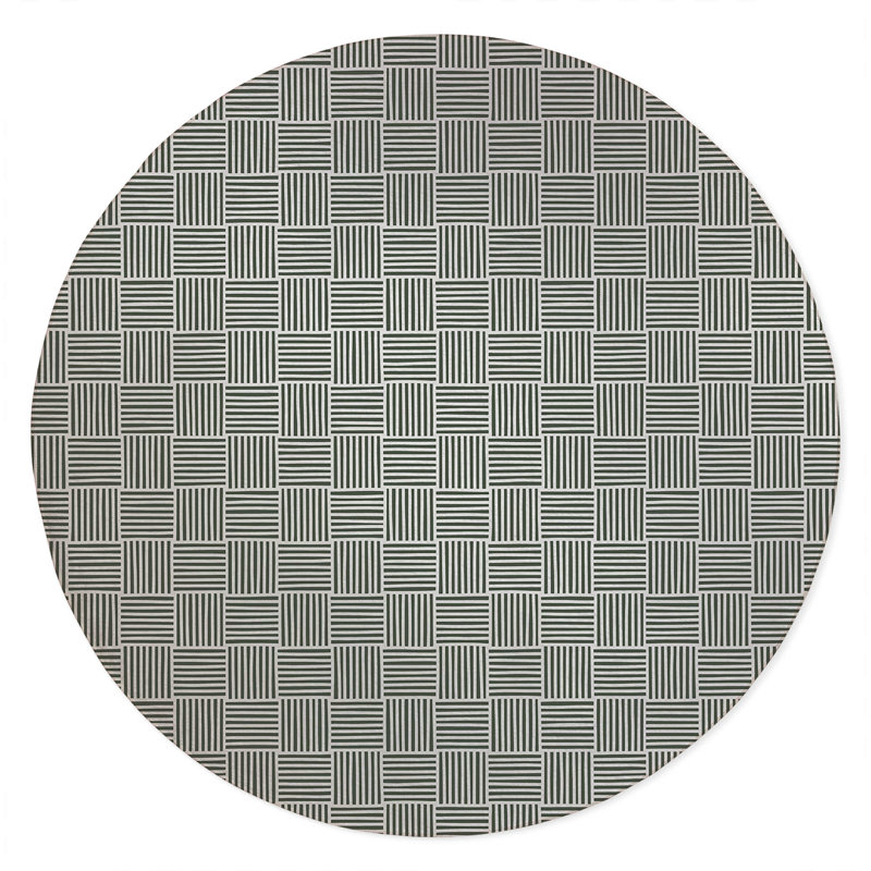 Gridblocked Non-Slip Outdoor Rug, Round 5'