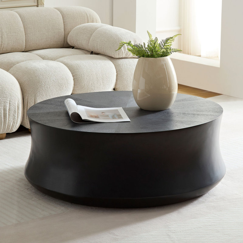 Table basse ronde centrale, table de salon, table de canapé, table basse tambour artisanal moderne, table de cocktail