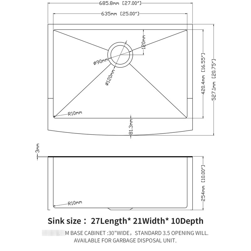 27" Gunmetal Black Kitchen Sink, Stainless Steel 16g, Enhances Functionality, 27x21x10 Inch 27 Inch, Resists Stain And Scratch,