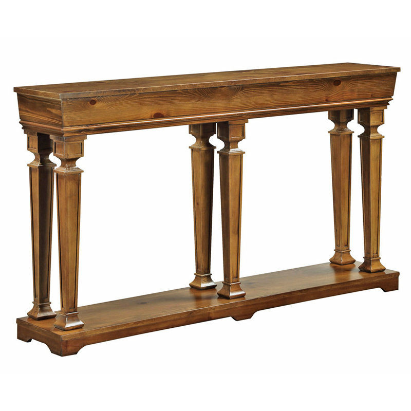 Modern Oak Console Table With Secure Leg Setup And A Display Shelf In Rectangular Surface Functional
