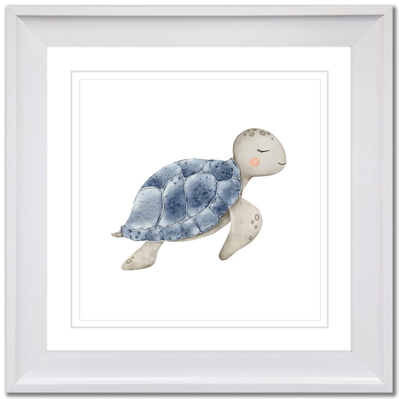 Under The Sea 1 Canvas Wall Art, White Closed Corner Frame, 17.5" H x 17.5" W x 1" D