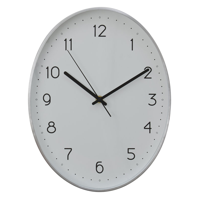 Samson Metal Wall Clock, Silver/White