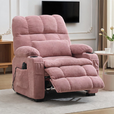 Fauteuil inclinable électrique surdimensionné avec massage, chaleur, port USB et porte-gobelets - Siège large confortable pour le salon, le cinéma maison ou la chambre de bébé