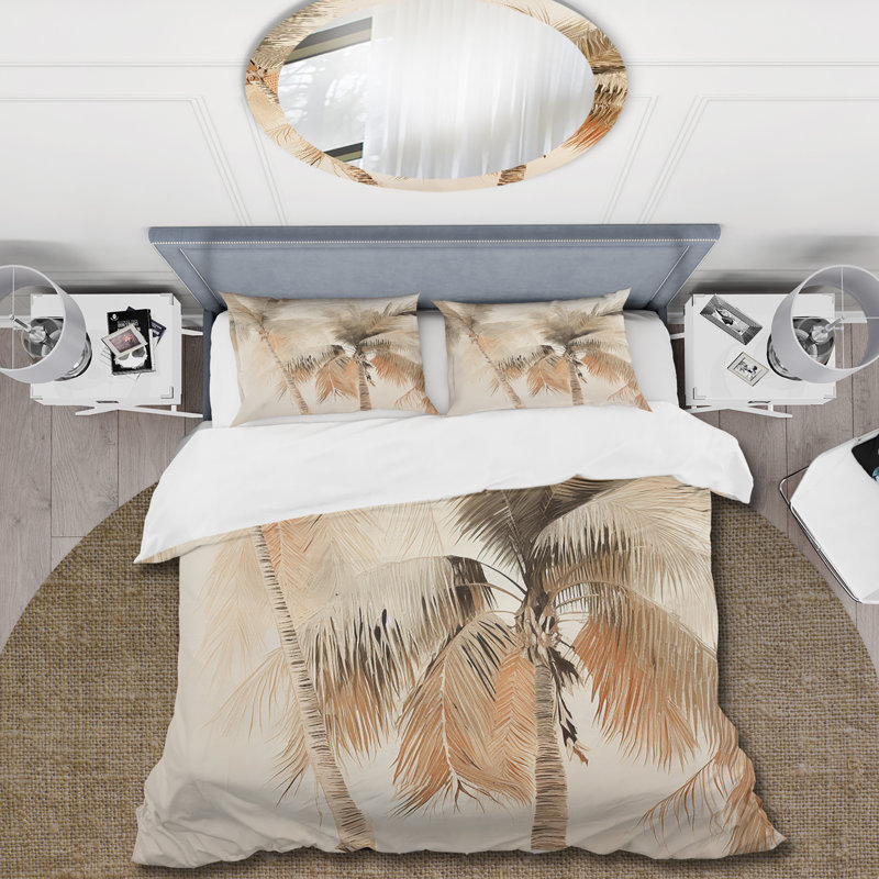 Ensemble de housse de couette à motif floral Vintage Tropical Tranquility Palm Trees II - Microfibre de polyester