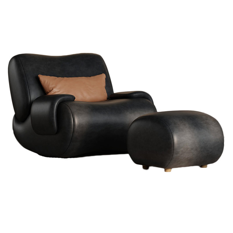 Chaise berçante de qualité supérieure avec structure en bois massif, Noir