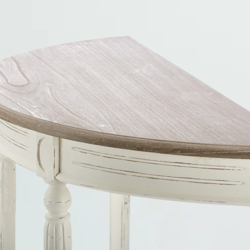 Scotty Semi-Oval Top Solid Wood Console Table in White Finished, 31.5'' H X 41.5'' W X 16'' D