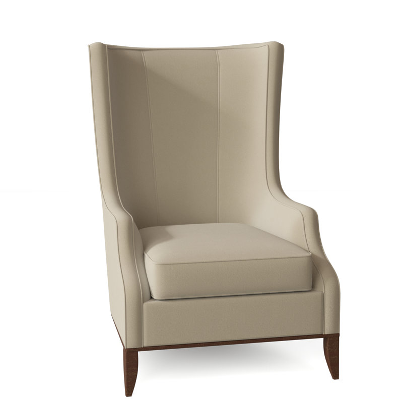 Downing 74.93Cm Wide Wingback Chair, 1181 Pearl Genuine Leather, Charcoal