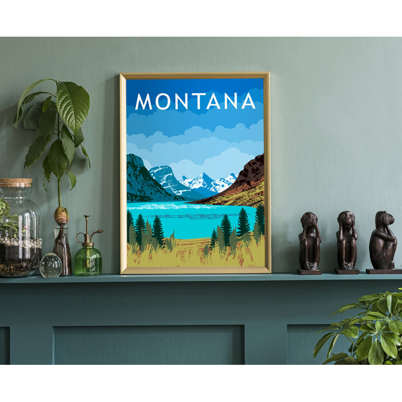 Affiche de voyage de style rétro du Montana, impression rétro non encadrée, art mural maison et bureau