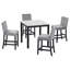 Ensemble de table de salle à manger 5 pièces à hauteur de comptoir avec une table de salle à manger en faux marbre et quatre chaises rembourrées en velours-2043518399