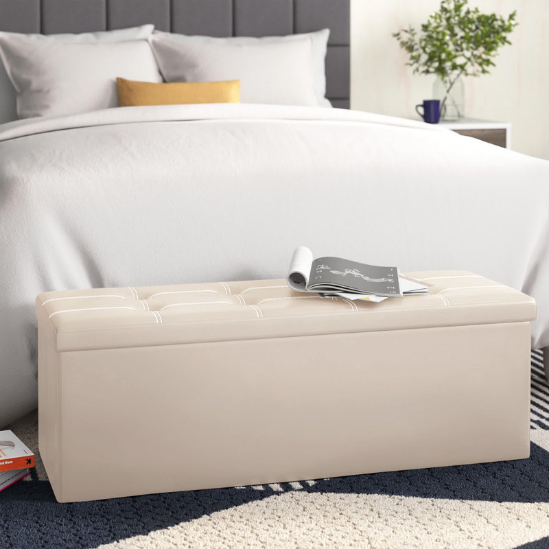 Upholstered Ottoman, White