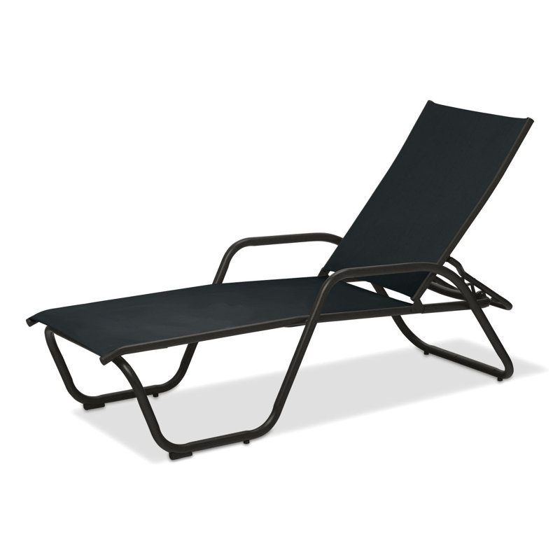 Outdoor Rust-Resistant Metal Chaise Lounge, Black 5D Sunbrella®, Textured Graphite