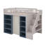 Lit mezzanine double avec armoires et rideau