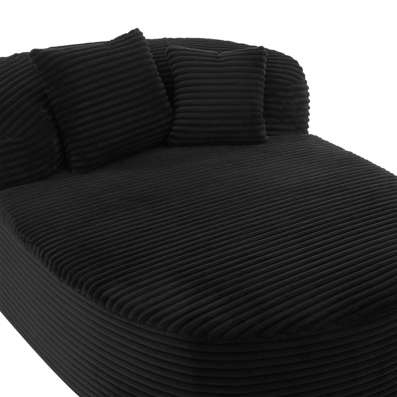 Modern Chaise Lounge Sofa Boneless Couch,Sofa Bed Compression Sofa Couch with Two Supportive Pillows for Living Room, Black