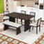 Ensemble de table de salle à manger 6 pièces avec 4 chaises rembourrées et banc-659707979-659707981-659707983