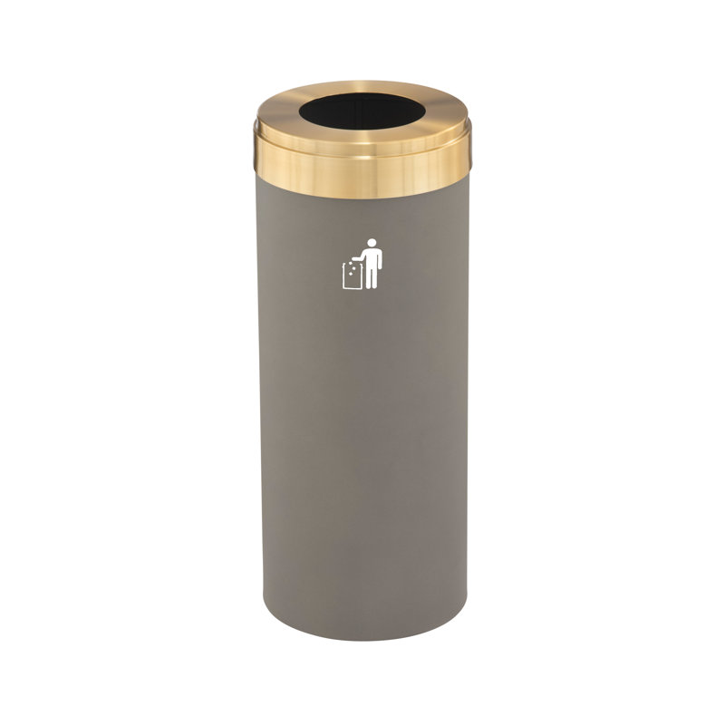 Poubelle, Vert forêt / aluminium satiné, 15, H 30 po x l 12 po x P 12 po