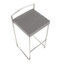 Tabouret de bar empilable contemporain de 76 cm (30 po) en acier inoxydable avec coussin en similicuir gris - Ensemble de 3