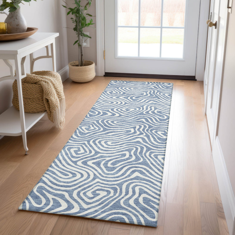 Tapis intérieur / extérieur bleu Raya , 2'3" x 7'6"