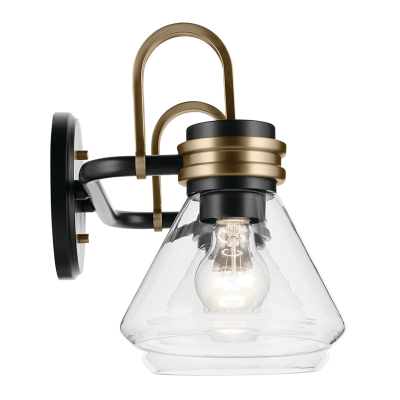 Farum 19.25" Black and Bronze 2-Light Vanity Light with Clear Glass Shades