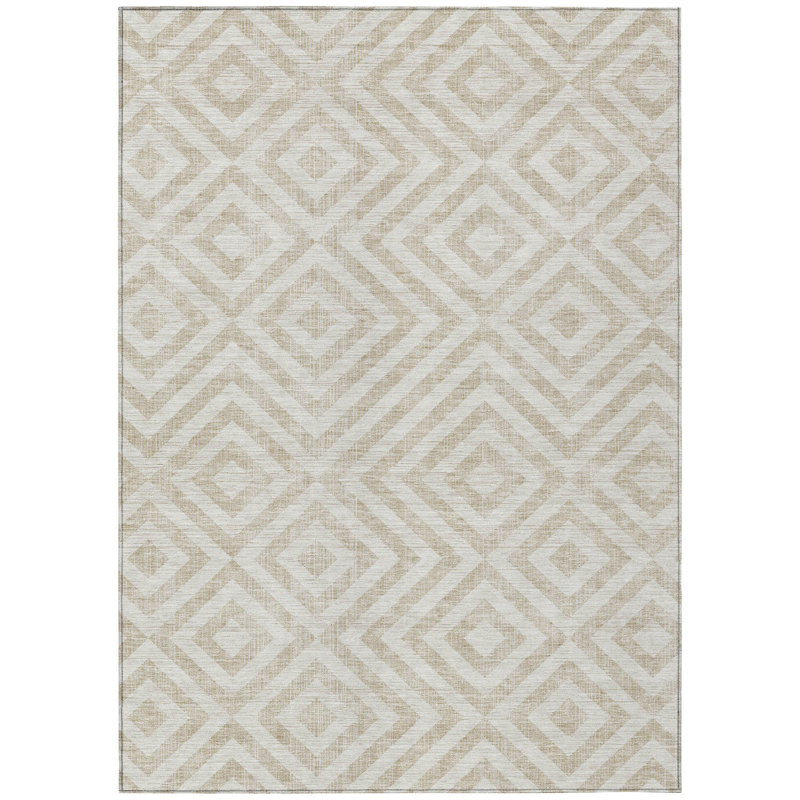 Washable Geometric Indoor / Outdoor Rug, Rectangle 3' x 5'